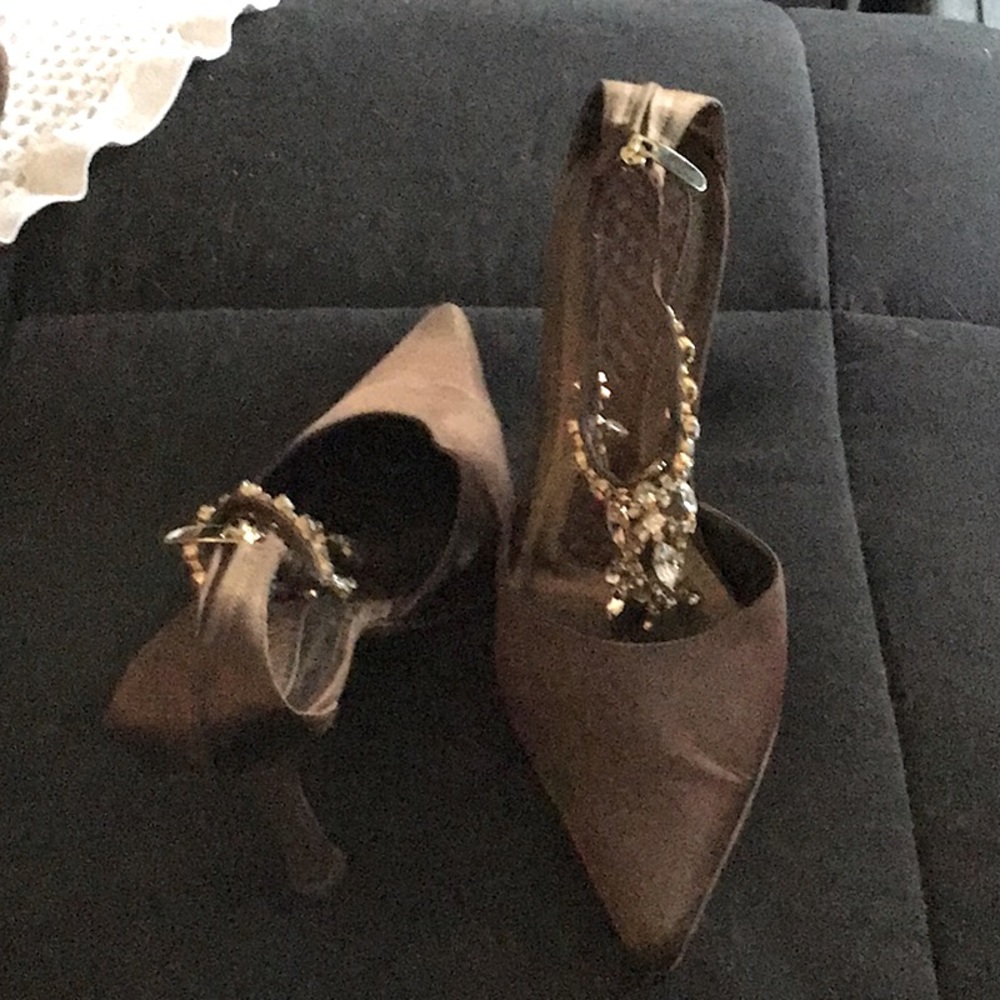 After 5 strap brown satin